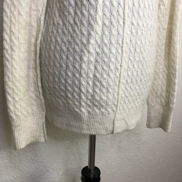 ATM cream gray cable knit wool mohair blend sweater size Small - Picture 13 of 14